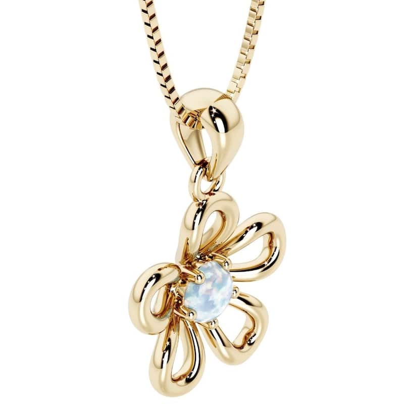 Oravo Gold Plated Sterling Silver Gemstone Flower Pendant