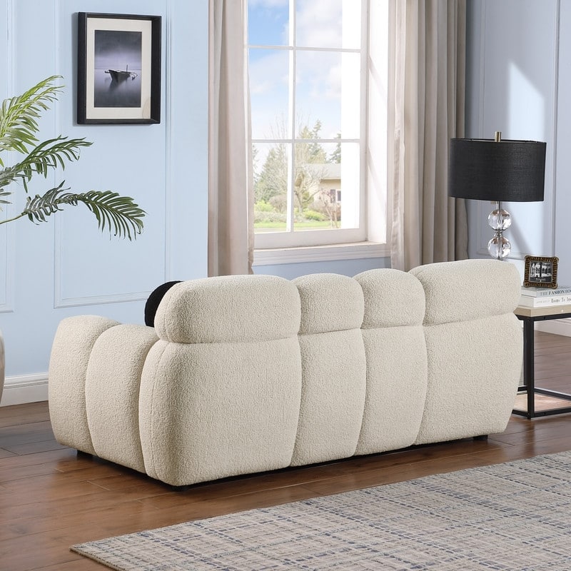 Two Sizes Of Teddy Velvet Upholstered Sofa