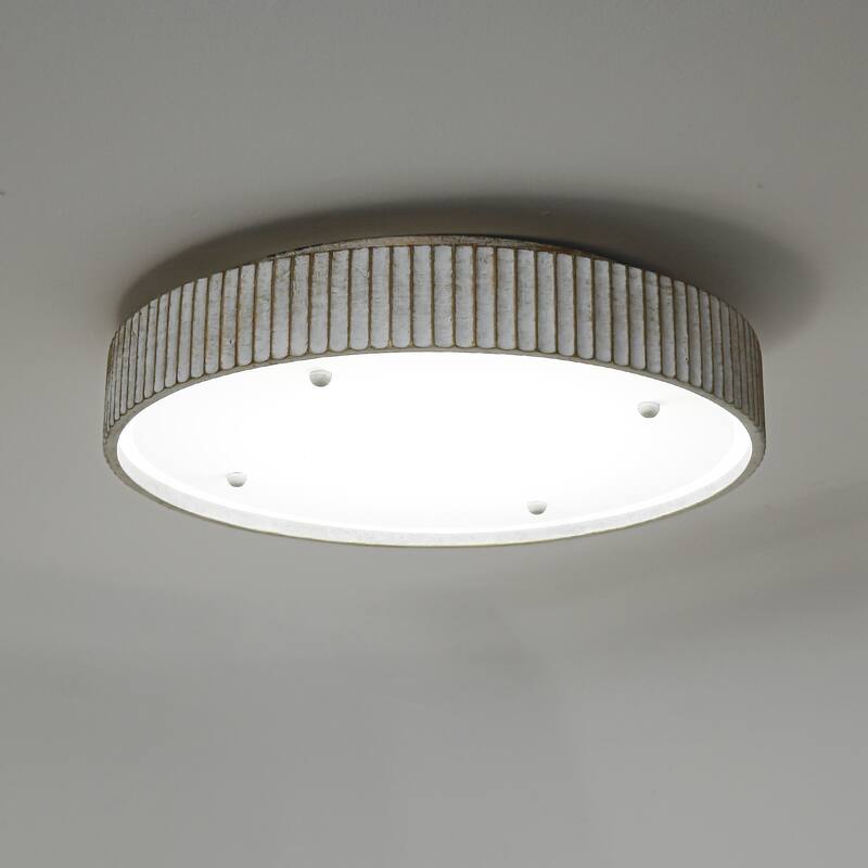 Vintage Distressed White Modern LED Flush Mount Ceiling Light