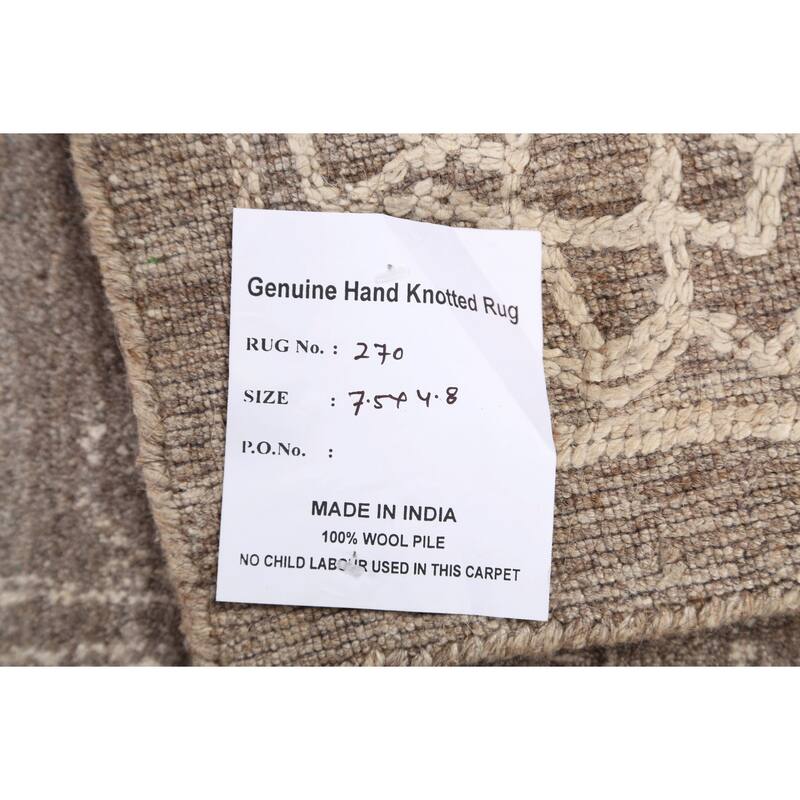 Brown Geometric Modern Gabbeh Oriental Area Rug Wool Hand-knotted - 4'8" x 7'5"