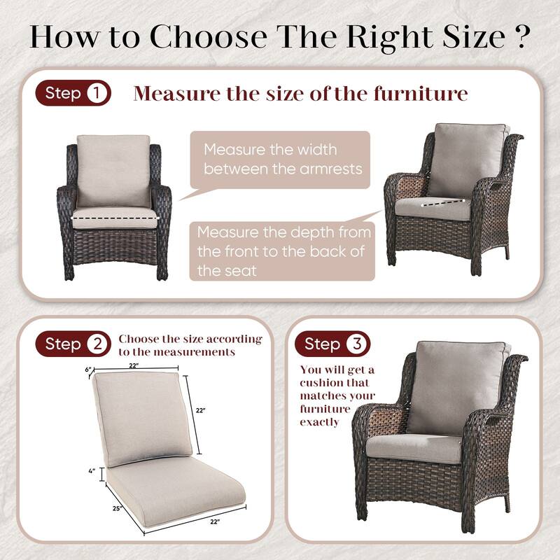 Pocassy 22x25x4" Outdoor Cushion for Swivel Chairs Sofa Set