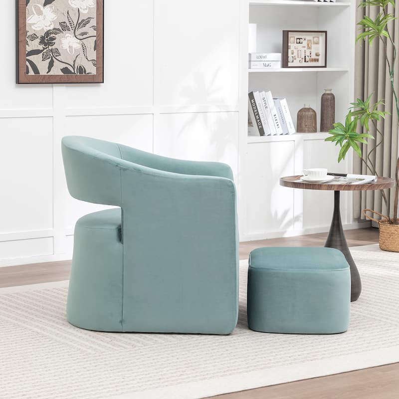 SEYNAR Modern Glam Velvet Accent Armchair Open Back with Ottoman