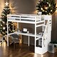preview thumbnail 2 of 13, Contemporary Design Twin Size Loft Bed with Storage Staircase and Built-in Desk, Durable Structure, Maximized Space, White