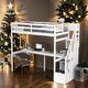 preview thumbnail 16 of 28, Twin Size Loft Bed with Storage Staircase and Built-in Desk, Espresso White