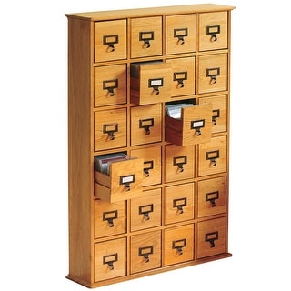 Shop Library Card Catalog Cd Dvd Storage Cabinet 24 Drawer Stores 456 Discs Oak Plain Oak 32 In X 40 In X 8 In Overstock 18283486