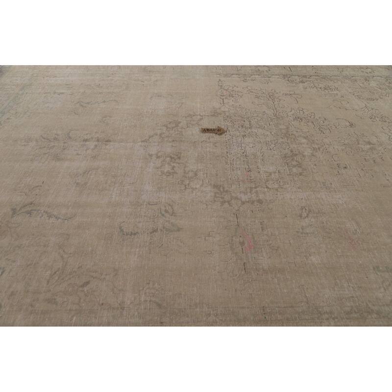 Hand Knotted Oriental 100% Wool Carpet Traditional Medallion Beige & Ivories Tabriz Area Rug - 12' 11'' X 9' 6''