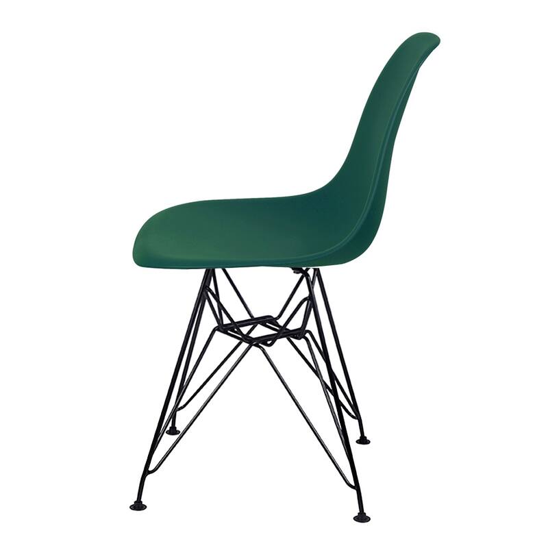 Armless Plastic Shell Side Dining Chairs with Metal Legs-Set of 2