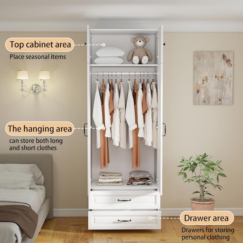 89" Large Wardrobe Armoire Closet High Cabinet Storage