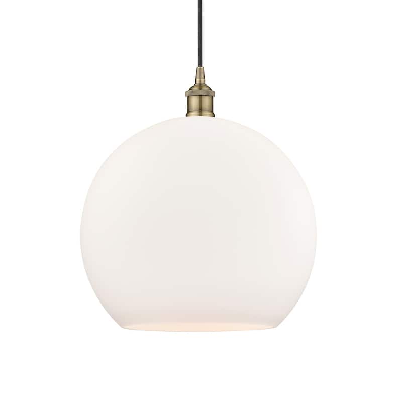 Innovations Lighting 616-1P-17-14 Athens Pendant Athens 14" Wide - Antique Brass / Matte White
