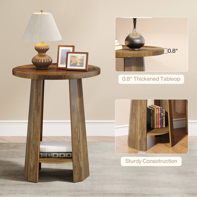 Round End Table Side Table Nightstand for Sofa Couch Living Room