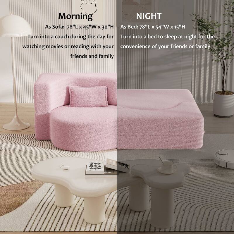 Versatile Convertible Foam Sofa Bed with Removable Cushions and Pillows