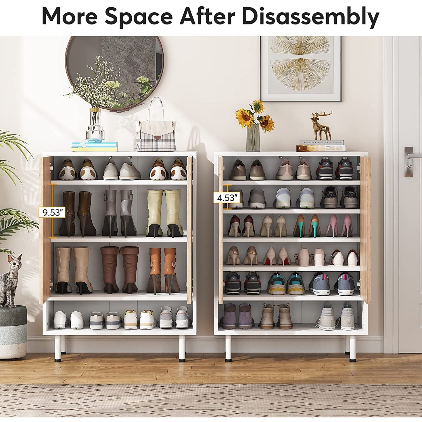 5-Tier Shoe Cabinet with Open Shelves and Hooks, Modern Shoe Organizer for Entryway  Hallway Bedroom Small Space - On Sale - Bed Bath & Beyond - 37783648