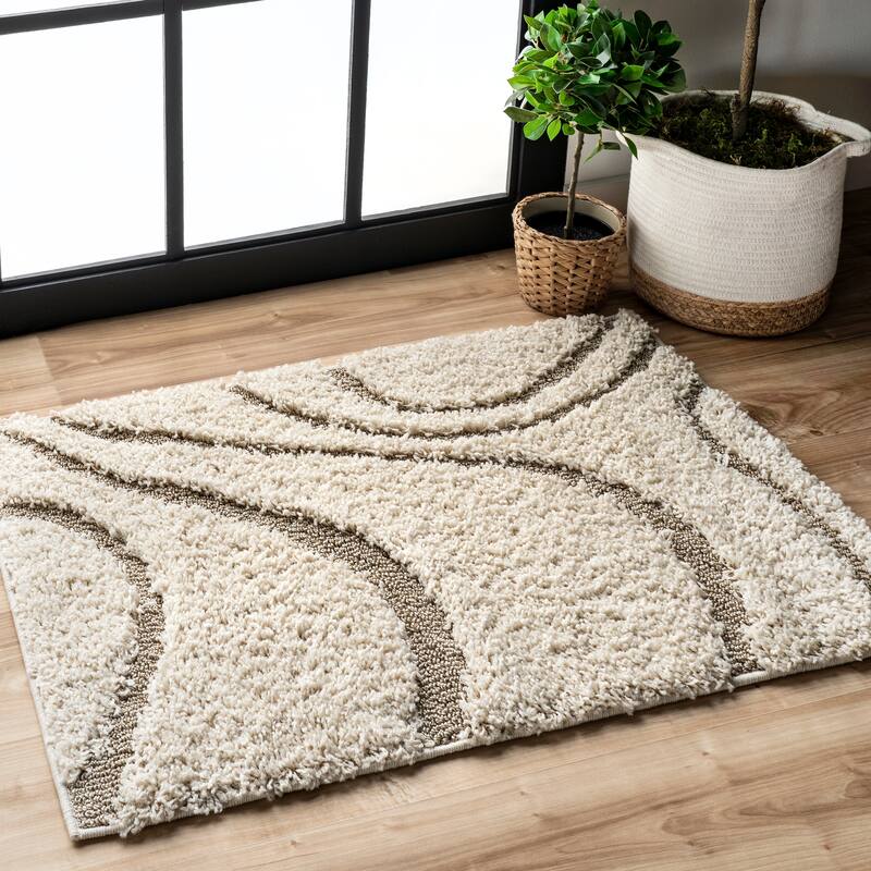 Brooklyn Rug Co Krista Contemporary Swirls Shag Area Rug