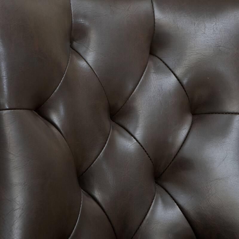 Tufted Back Dining Chair Set of 2, Faux Leather Armless Side Chair with Wooden Legs, Upholstered Kitchen Chair for Dining Room