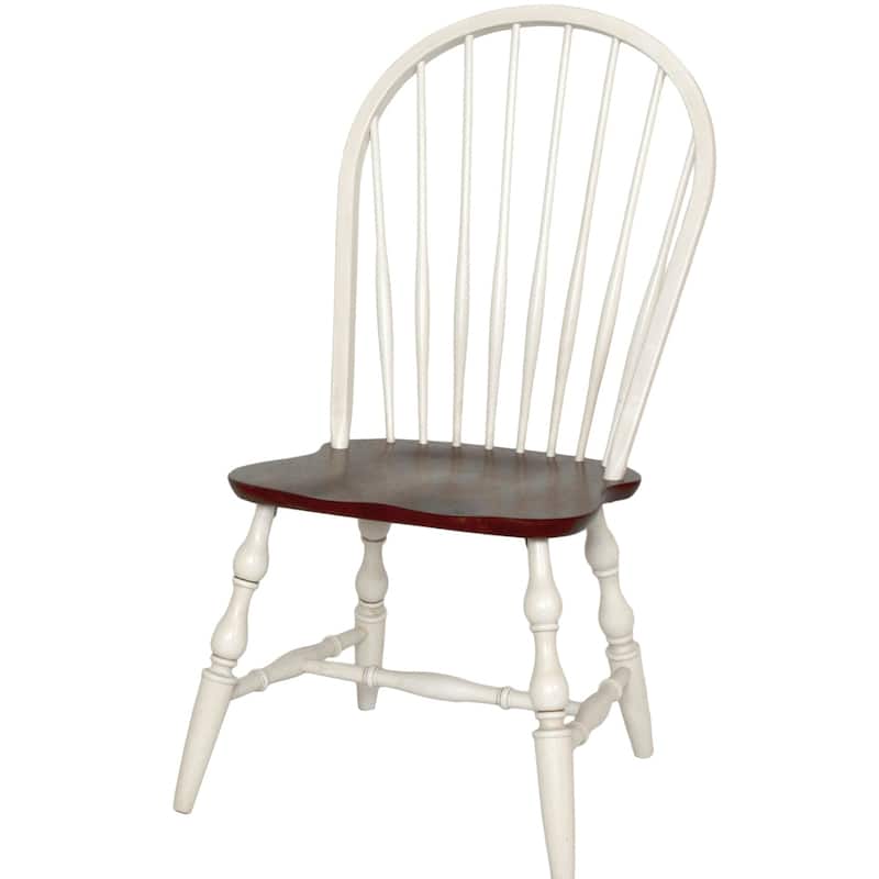 Wooden Side Chairs - 41" - White and Brown - Set of 2