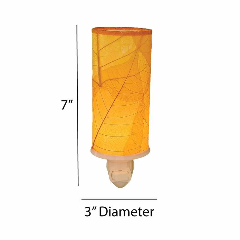 Cylinder Nightlight, Cocoa Leaves Shade, 3 x 3 x 7 in. - 3 x 3 x 8