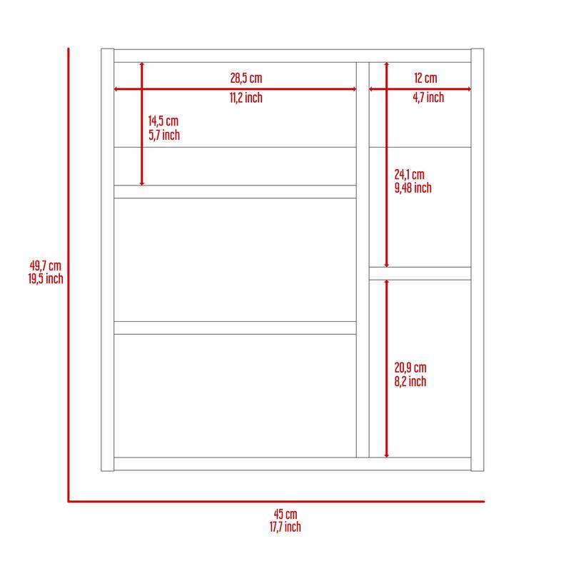 Medicine Cabinet with Mirror, 5 Internal Shelves, Single Door, 17.7-Inch Length x 19.5-Inch Height, Compact Storage