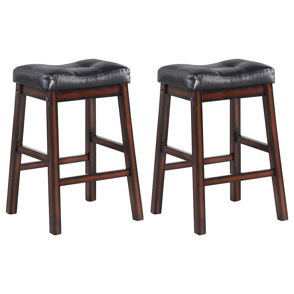 Donald Upholstered Padded Seat Backless Stool (Set of 2)