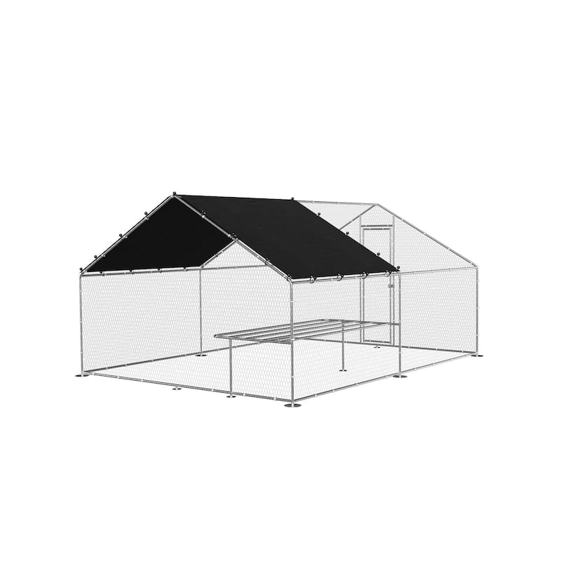 Large Metal Chicken Coop, Walk-in chicken coop,rabbit duck coop - Silver