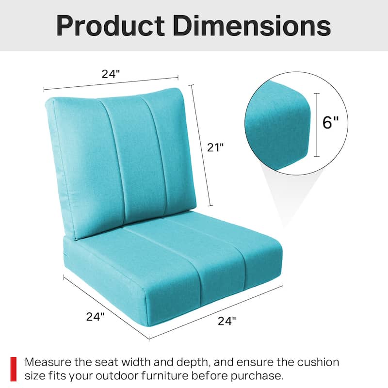 Ivora 24" W x 24" D x 6" T Water & Fade Resistant Outdoor Lounge Chair Replacement Cushion Set
