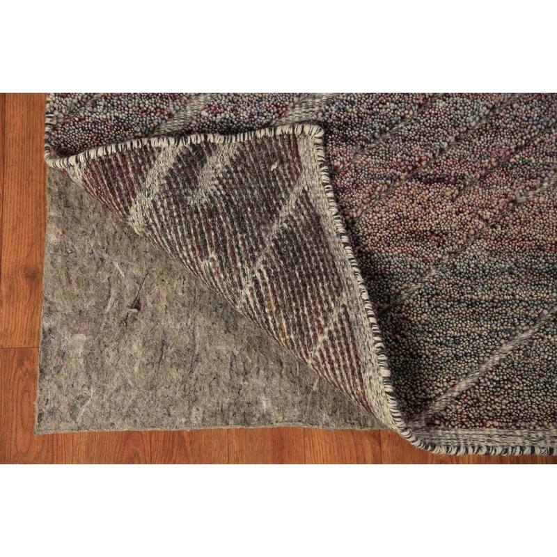 Striped Moroccan Indian Area Rug Hand-Knotted Wool Carpet - 5'1" x 8'1"