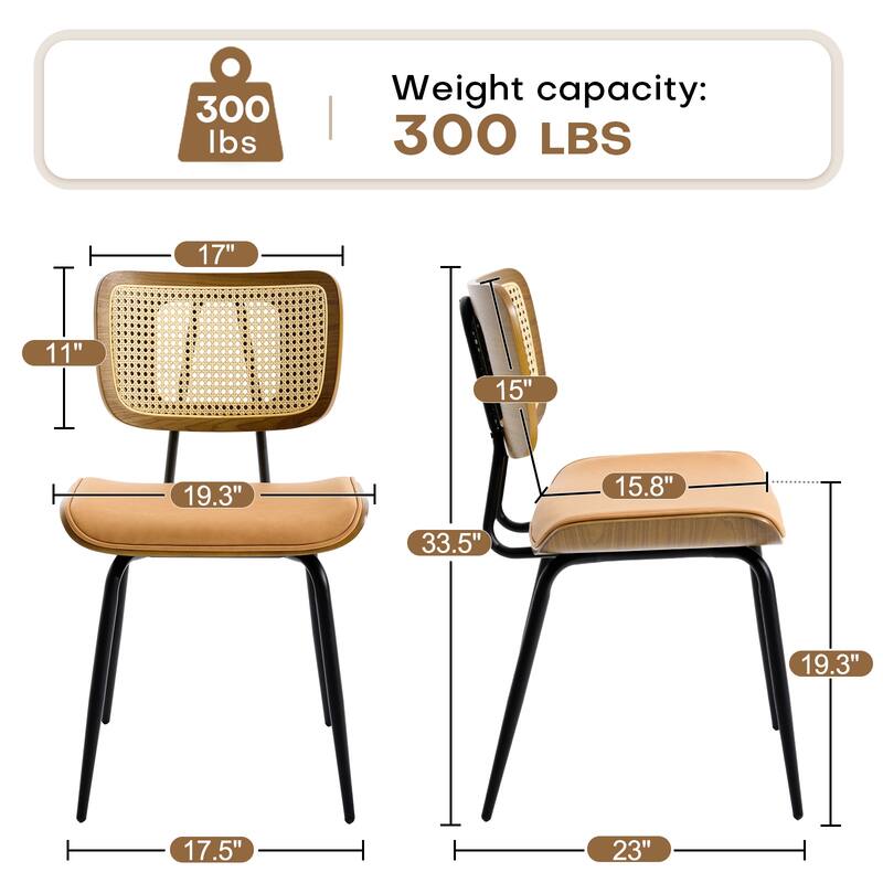 Faux Leather Upholstered Dining Chairs Set of 2/4 - 33.5"H x 19.3"W x 23"D