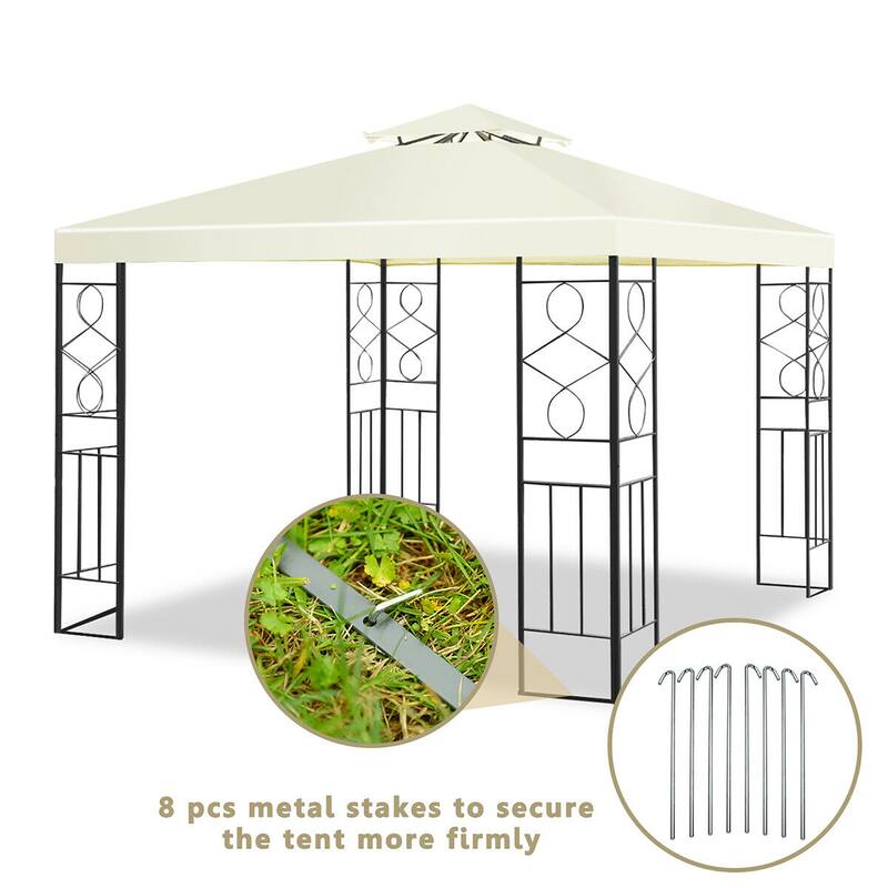 Costway 2 Tier 10'x10' Patio Gazebo Canopy Tent Steel Frame Shelter