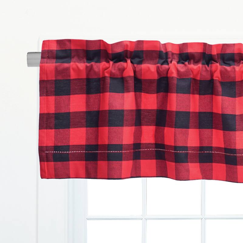 Franklin Check Cotton Window Curtain Valance Set of 2 - 15.5 x 72