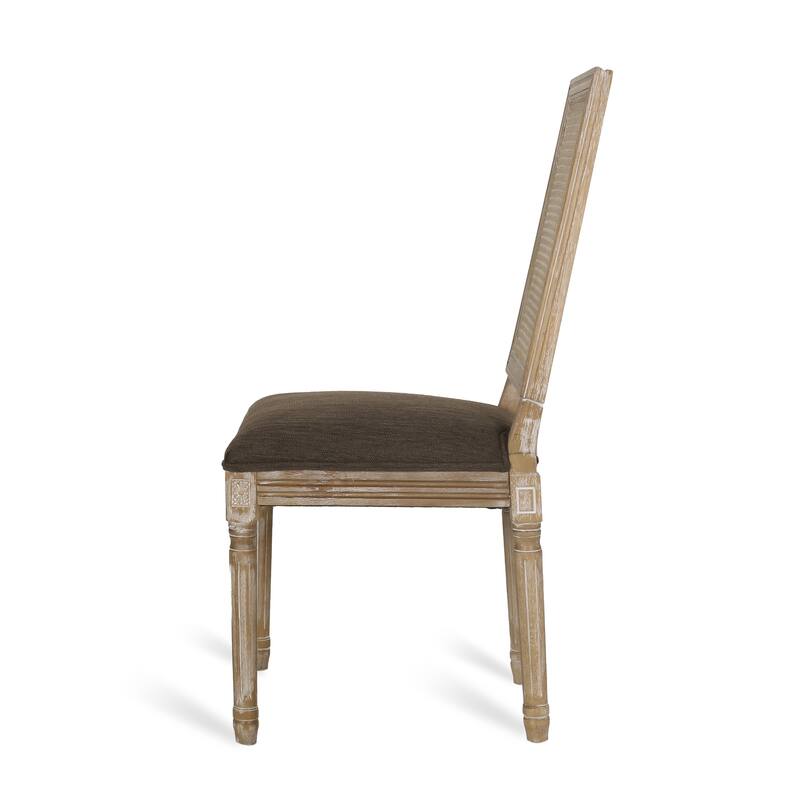 Viba Dining Chair Set of 2, Cane Dark and Light Weathered Brown Wood