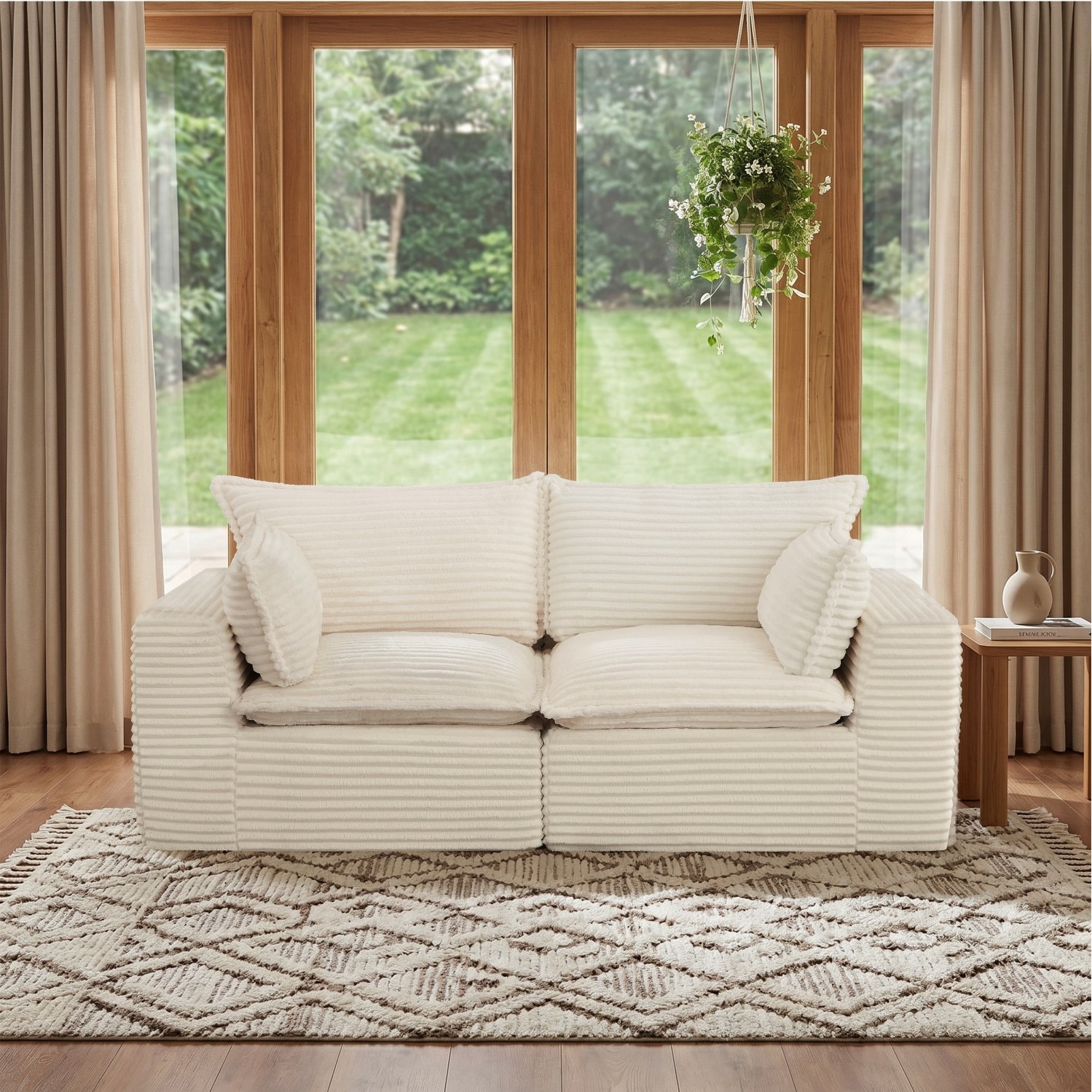 78.8" Corduroy Modular Sectional Sofa with Pillws, No Assembly Required