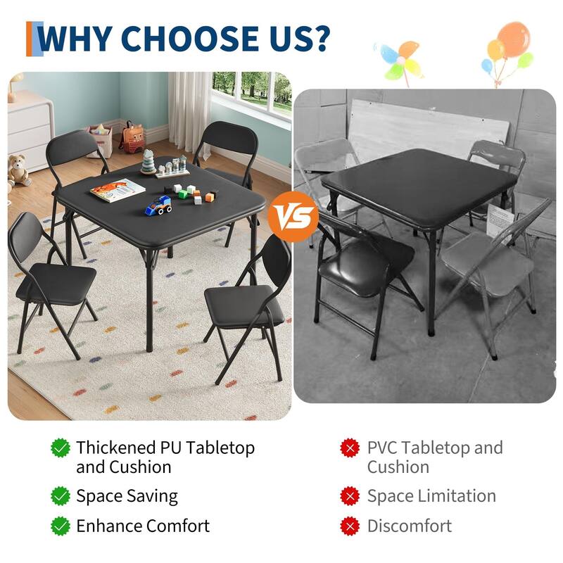 3/5-Piece Kids Folding Table and Chairs Set, Toddlers Children's Activity Table and Chairs Set