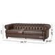 preview thumbnail 11 of 15, Litch Chesterfield Leather Tufted 3 Seater Top Grain Sofa by Christopher Knight Home