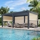 preview thumbnail 170 of 188, EROMMY Outdoor Louvered Pergola Gazebo with Adjustable Aluminum Rainproof Roof 12'x20' Pull Down - Dark Gray