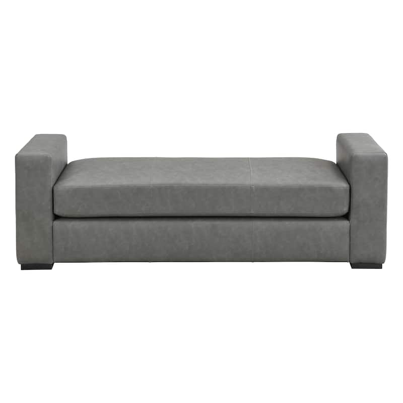 Entryway Bench, 57.70" Stylish Faux Leather Bench with Square Armrests