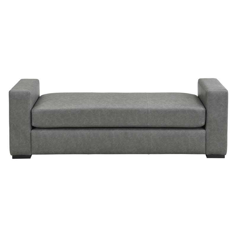 Stylish Grey Faux Leather Ottoman - Durable & Versatile Footrest