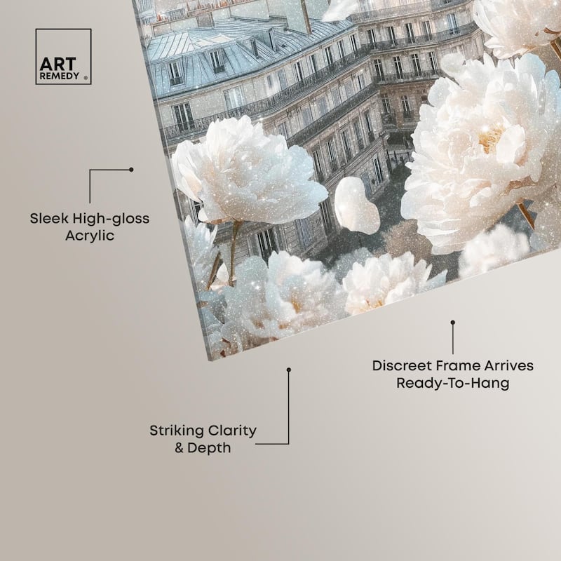 Peonies Over Paris Acrylic by Art Remedy, Ready to Hang