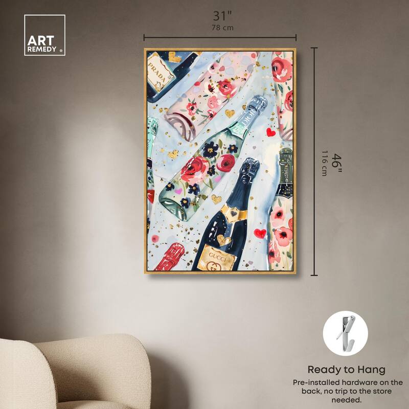 Fun Floral Champagne Canvas by Art Remedy