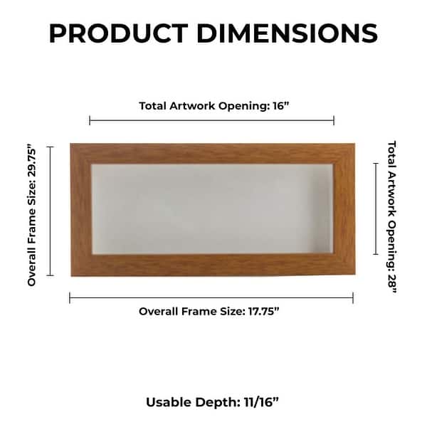 dimension image slide 18 of 28, Warm Honey Brown Wood Shadow Box Frame with Acrylic Front - White Suede Backing, 30 Sizes
