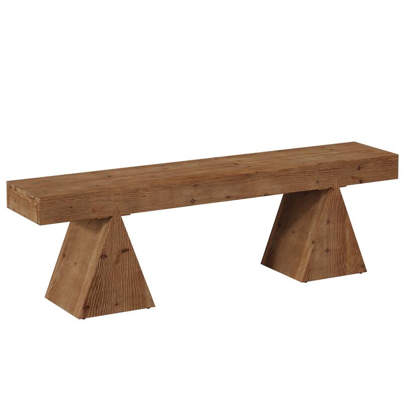 Solid Wood Bench, 63" Dining Bench, Entryway Benches for Dining Room, Bedroom, Hallway, Kitchen