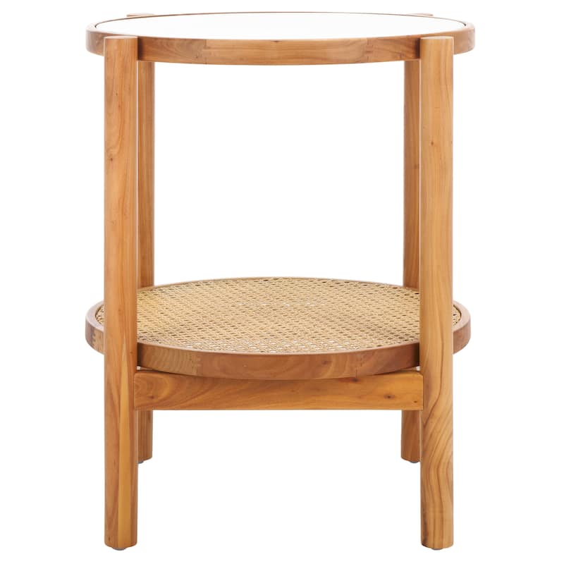 SAFAVIEH Couture Alberdine Rattan/Glass Accent Table - 23 In. W x 23 In. D x 24 In. H - 23"W x 23"D x 24"H