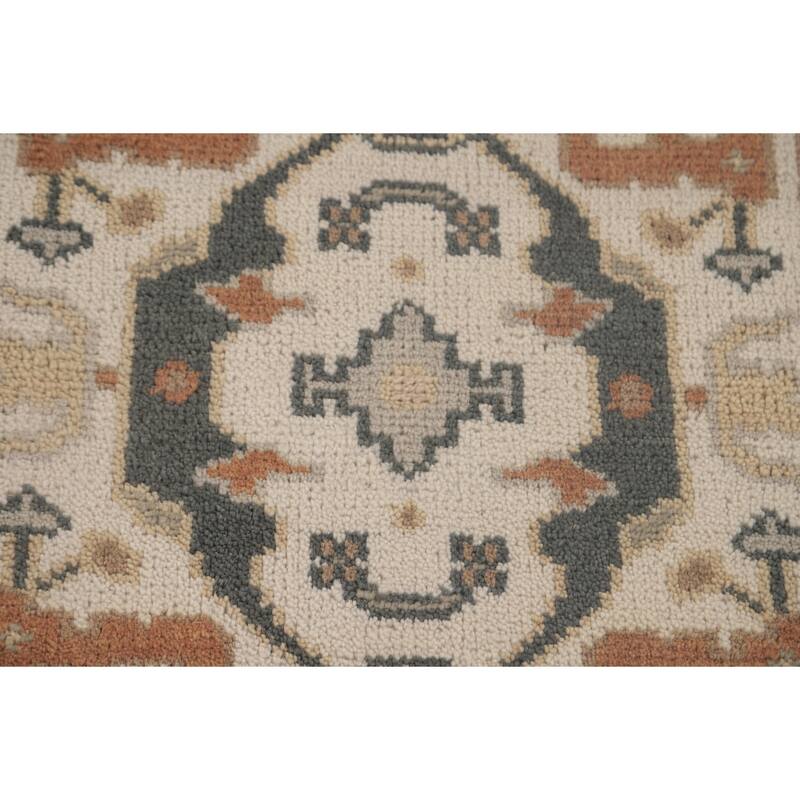 Oushak Runner Rug Hand-Knotted Wool Carpet - 2'7"x 9'11"
