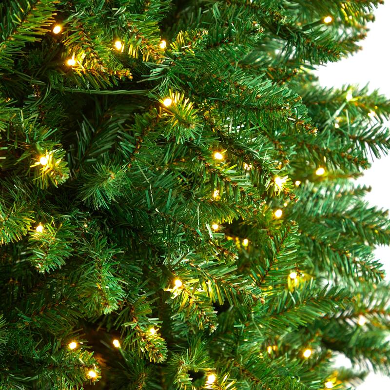 12’ Green Slim Mountain Pine Artificial Christmas Tree Clear LED - over-10-feet