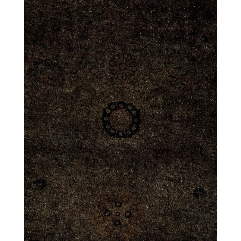 Overton Hand Knotted Wool Vintage Inspired Modern Contemporary Overdyed Black Runner Rug - 3' 2" x 13' 6"