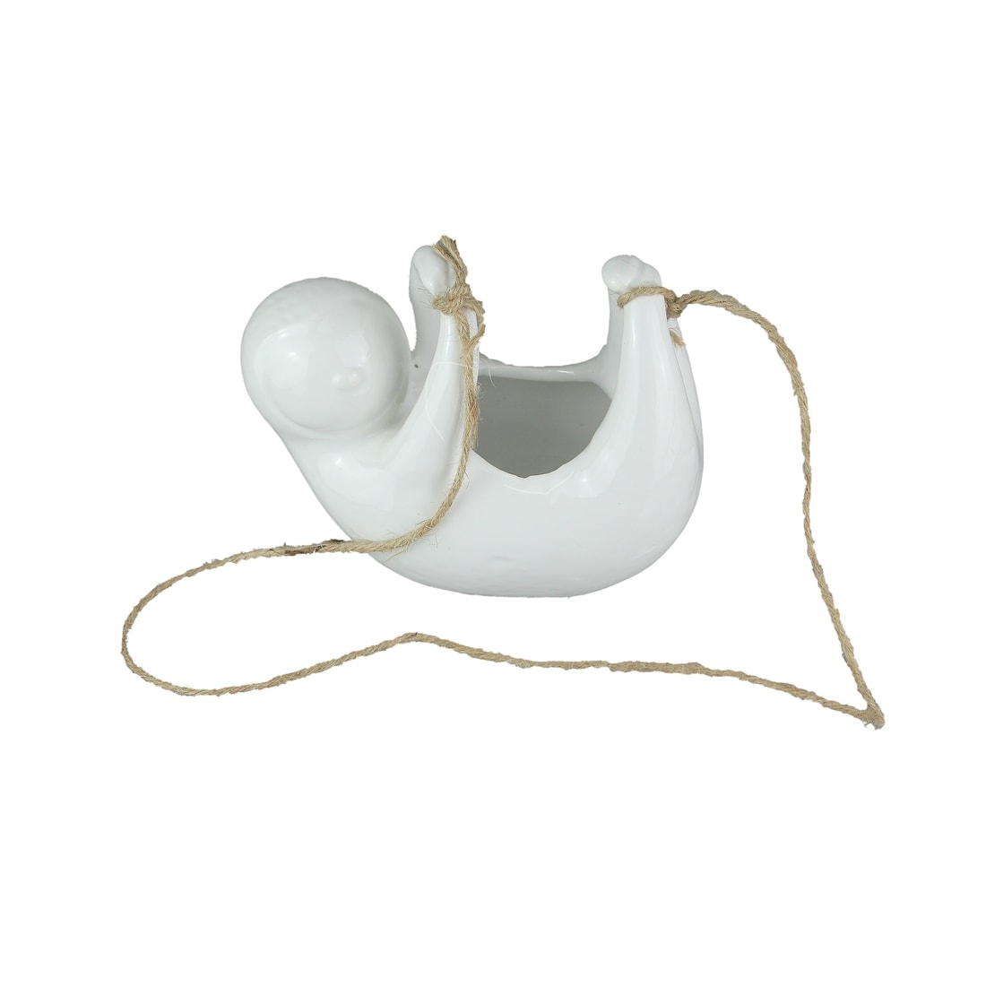 White Ceramic Sloth Hanging Planter Glazed Flower Pot Sloth Hanging Planter Glazed Flower Pot