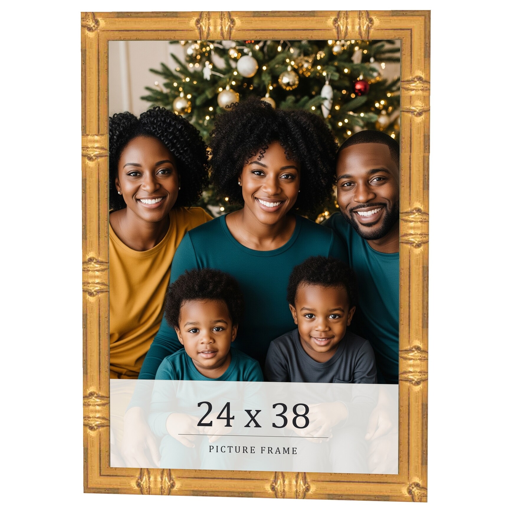 24x38 Frame Gold Bamboo Solid Wood Picture Frame | 1 Inch Moulding
