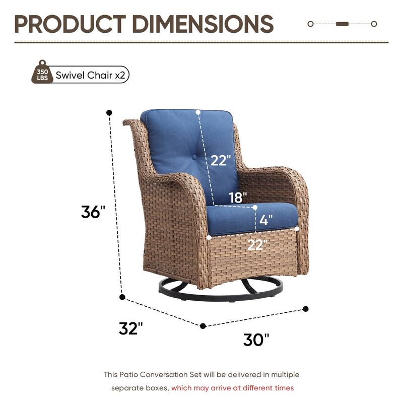 Pocassy Outdoor Wicker Glider Swivel Club Chairs (Set of 2) - Mix Grey