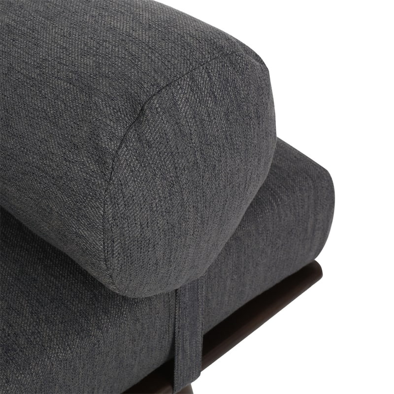 Upholstery Chaise Lounge with Rolled Pillow and Wood Frame