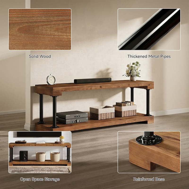 63" Solid Wood TV Stand Entertainment Center Media Console Table