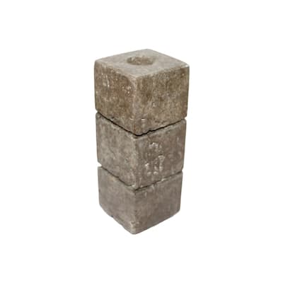Large Travertine Streaked Candle Holder - 6" - Gray