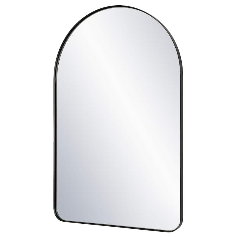 Copper Grove Satin Black Arched Floating Wall Mirror
